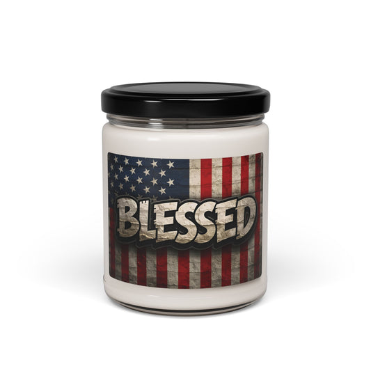 Patriotic Blessed Scented Soy Candle - Perfect for Home Decor, Gifts, Celebrations, and Holidays, Ideal for Relaxation and Ambiance