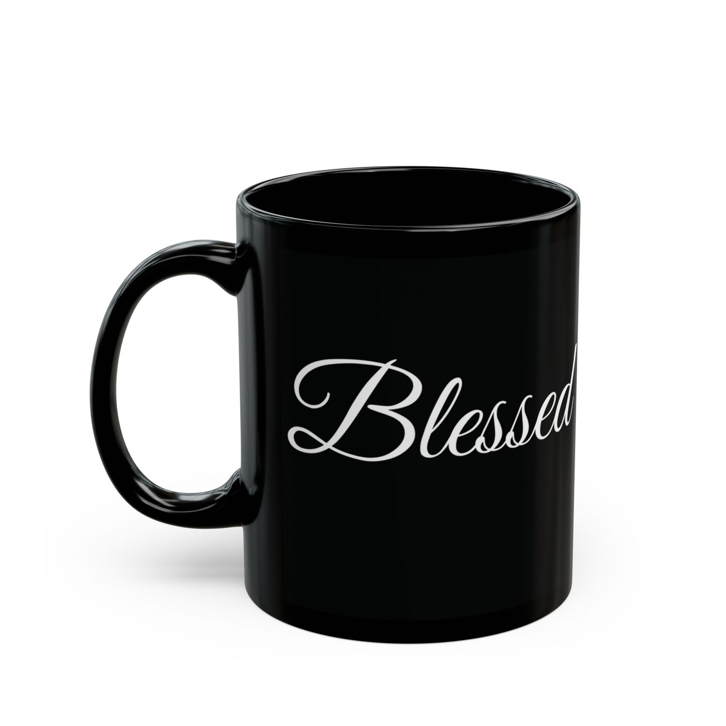 Inspirational Blessed White Print Black Mug 11oz & 15oz