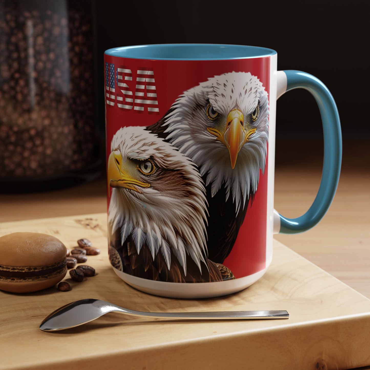 Patriotic Bald Eagle Accent Mug - Red White & Blue - 11oz/15oz - 4 Colors