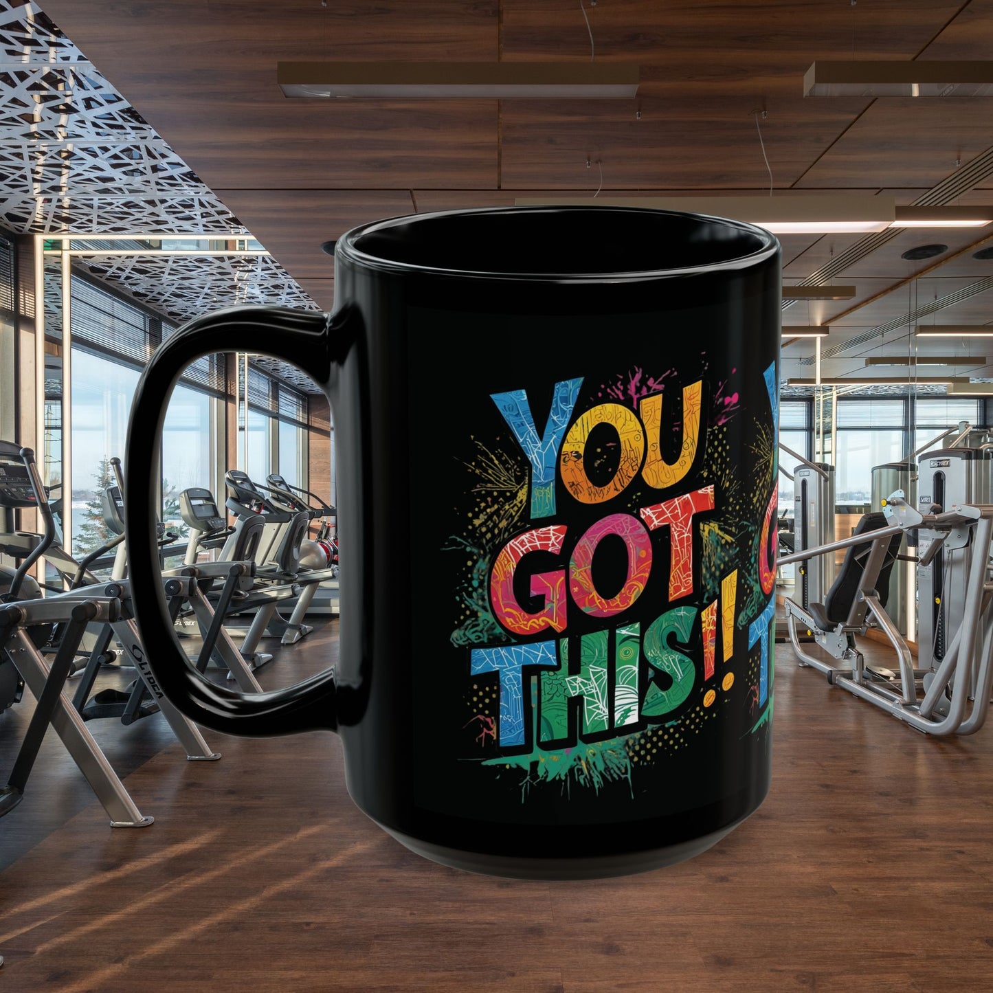 You Got This!! Motivational Mug – Glossy Black Ceramic 11oz & 15oz – Inspirational Coffee Cup for Office, Gym, Students, Friends – Microwave & Dishwasher Safe