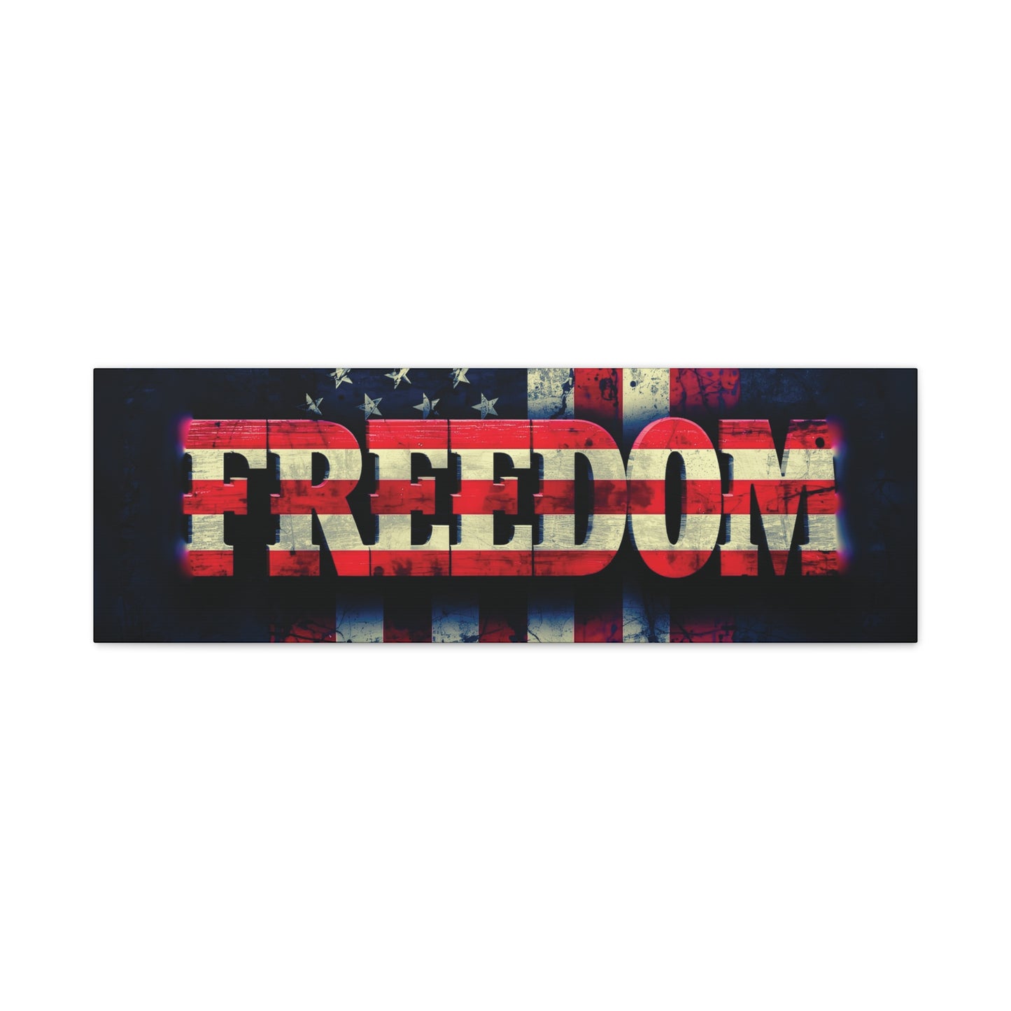 Patriotic Wall Art Print - Freedom Design Canvas Decor - American Flag Red White & Blue Artwork - Christmas Gifts - Independence Day Decoration - Home Gallery Piece -