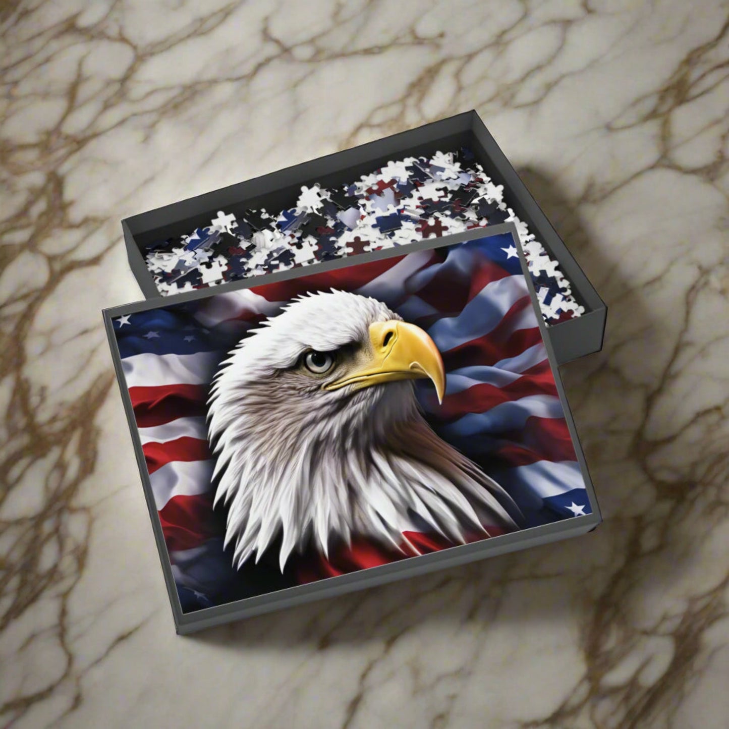 💥American Flag 💥 Bald Eagle 💥 Red White & Blue 💥 Puzzles 💥 96 💥 252 💥 500 💥 1000 💥Piece Options 💥 Patriotic Artwork 💥