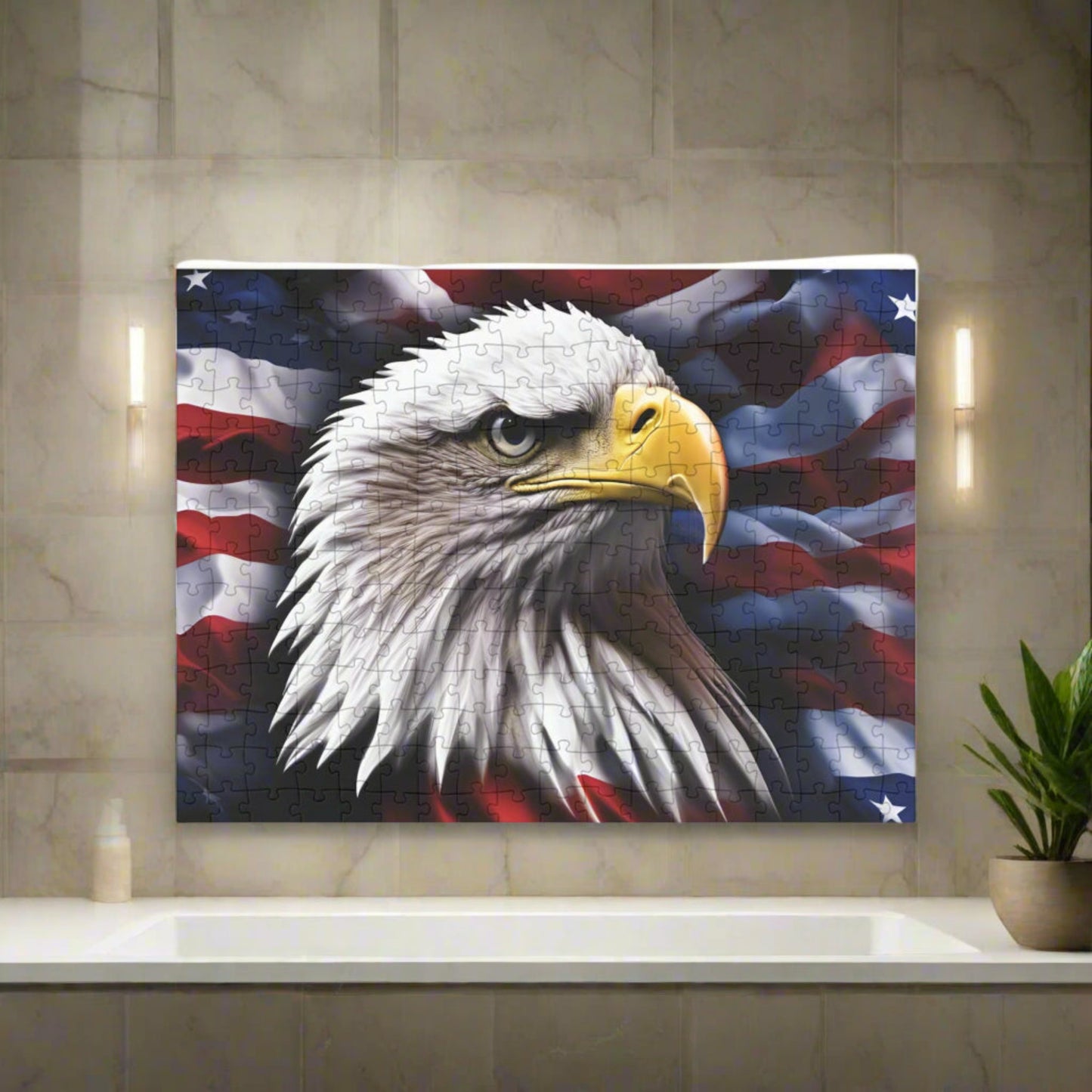 💥American Flag 💥 Bald Eagle 💥 Red White & Blue 💥 Puzzles 💥 96 💥 252 💥 500 💥 1000 💥Piece Options 💥 Patriotic Artwork 💥