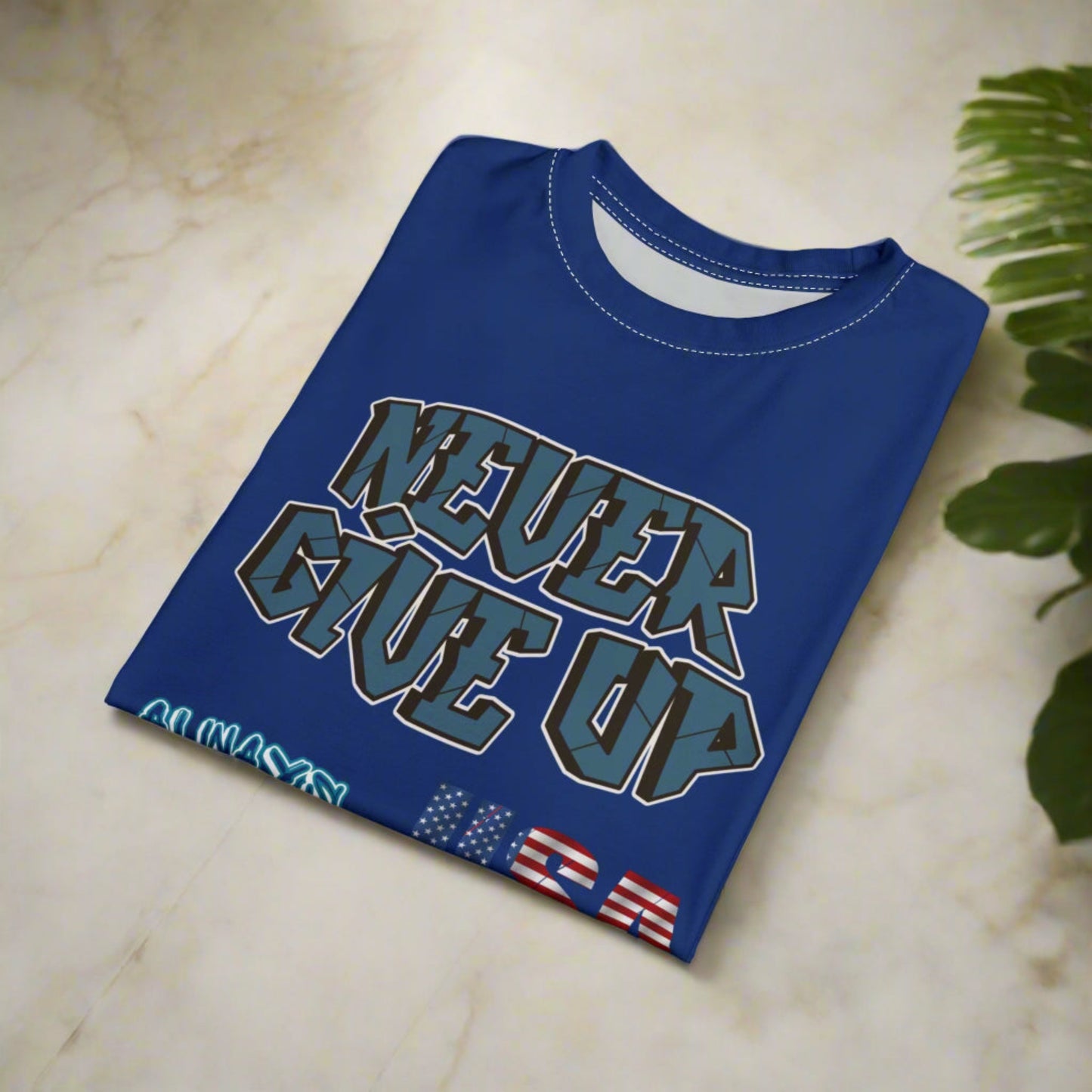 💥Motivational 💥 Unisex T-Shirt 💥 Never Give Up 💥 Always Pressing Forward 💥 USA 💥 Design 💥 Sizes