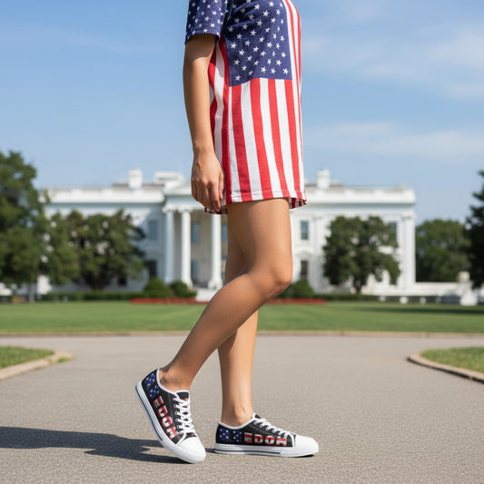 π₯ Patriotic Shoes π₯ Stylish π₯ Freedom Designπ₯ Red White & Blue π₯ Low Top Sneakers π₯Sizes US 5-14 π₯2 Choices to Choose From π₯ White Sole π₯Black Sole π₯ Beautiful Full Wraparound Print π₯