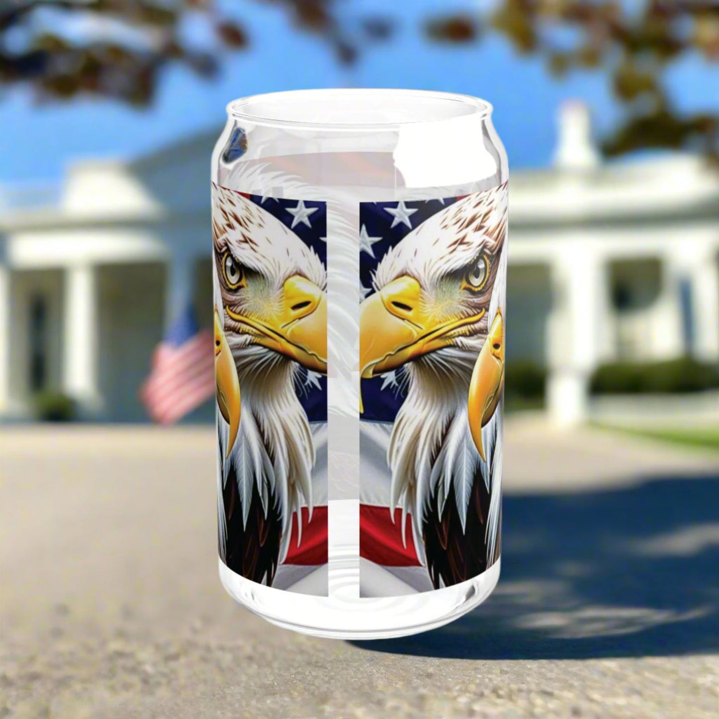 💥Patriotic 💥 USA 💥 Bald Eagles 💥 16oz 💥 Sipper Glass💥 with BPA-Free Tritan Straw & 💥 Bamboo Lid 💥