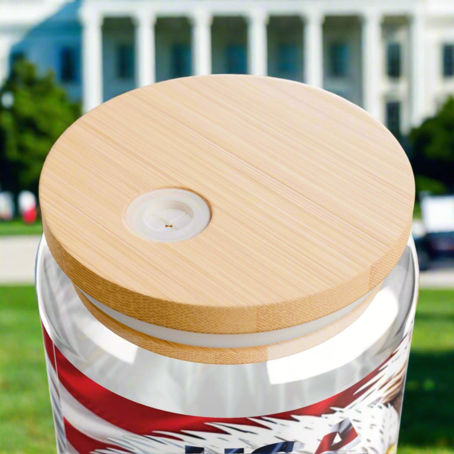 💥Patriotic 💥 USA 💥 Bald Eagles 💥 16oz 💥 Sipper Glass💥 with BPA-Free Tritan Straw & 💥 Bamboo Lid 💥