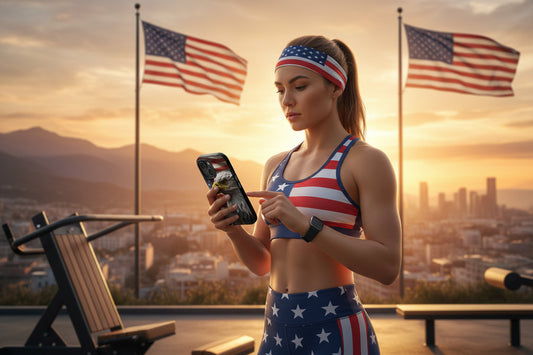 Phone case with an eagle design on an American flag background