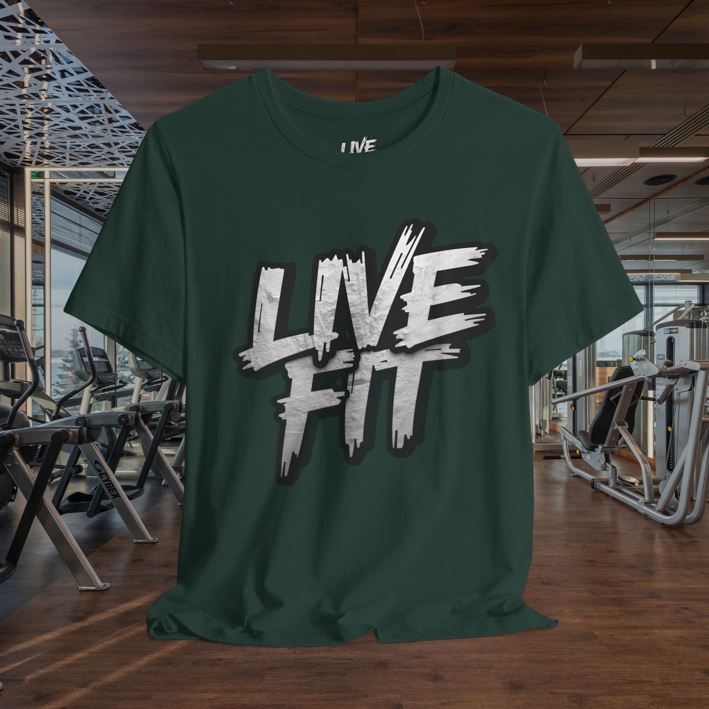 LIVE FIT Unisex Jersey Tee - Fitness Shirt - XS - 4XL -  Workout Apparel -  Motivational T-Shirt - Casual Wear - Gift for Fitness Enthusiasts