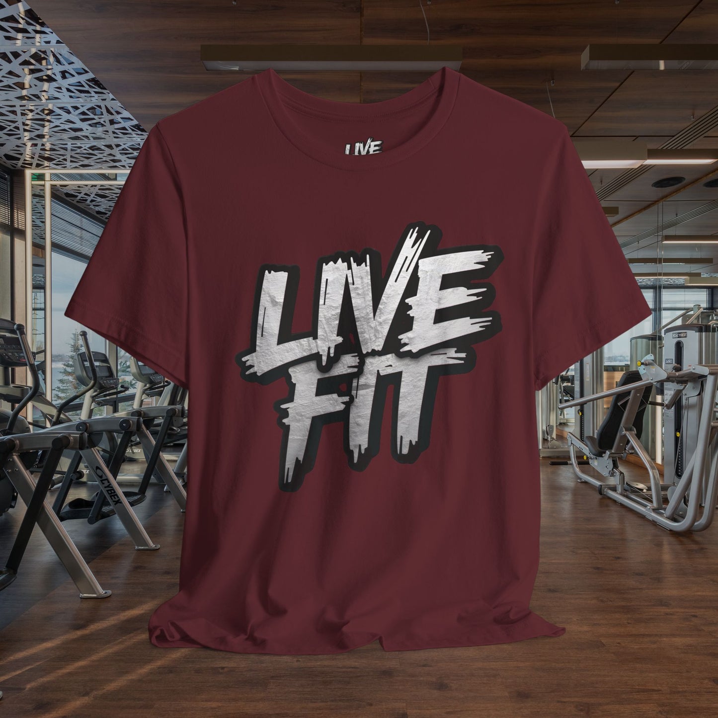 LIVE FIT Unisex Jersey Tee - Fitness Shirt - XS - 4XL -  Workout Apparel -  Motivational T-Shirt - Casual Wear - Gift for Fitness Enthusiasts