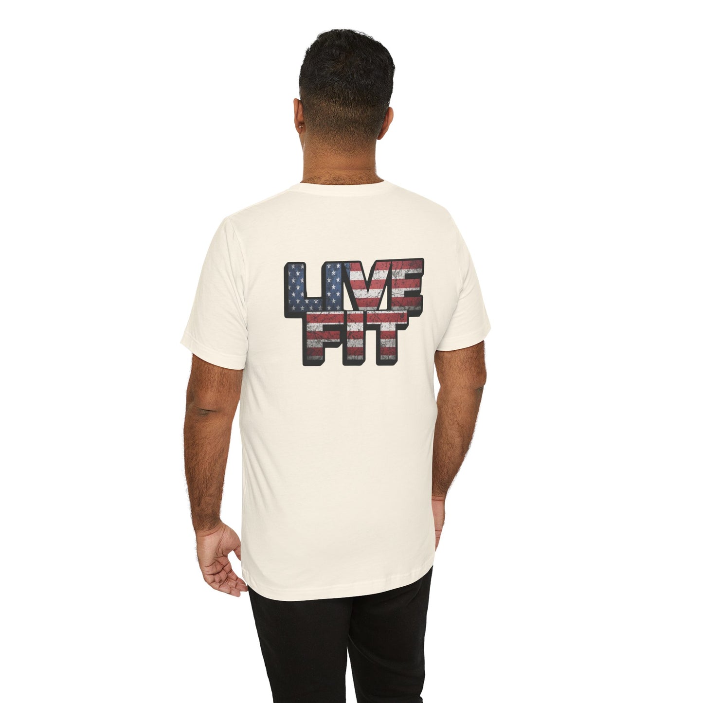 LIVE FIT Patriotic T-Shirt - American Flag Red White Blue - Unisex Fitness Tee