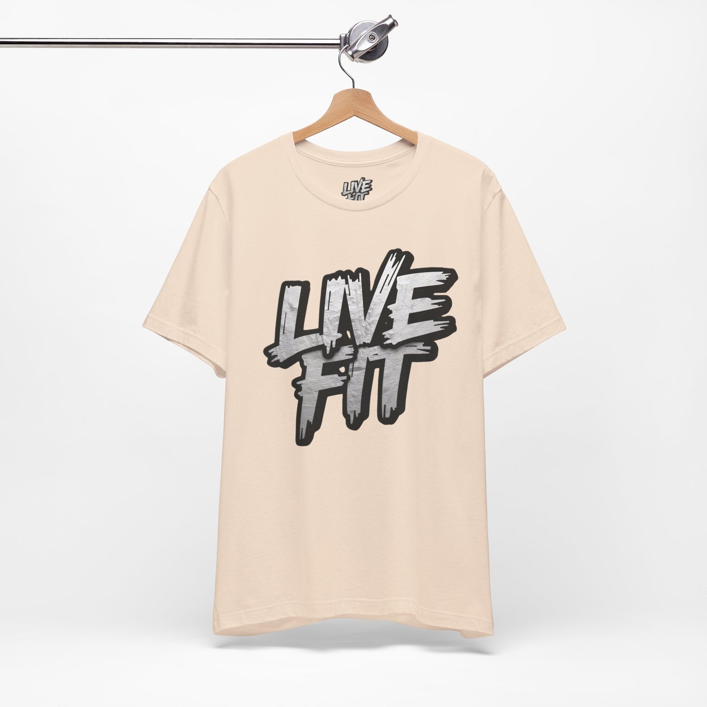 LIVE FIT Unisex Jersey Tee - Fitness Shirt - XS - 4XL -  Workout Apparel -  Motivational T-Shirt - Casual Wear - Gift for Fitness Enthusiasts