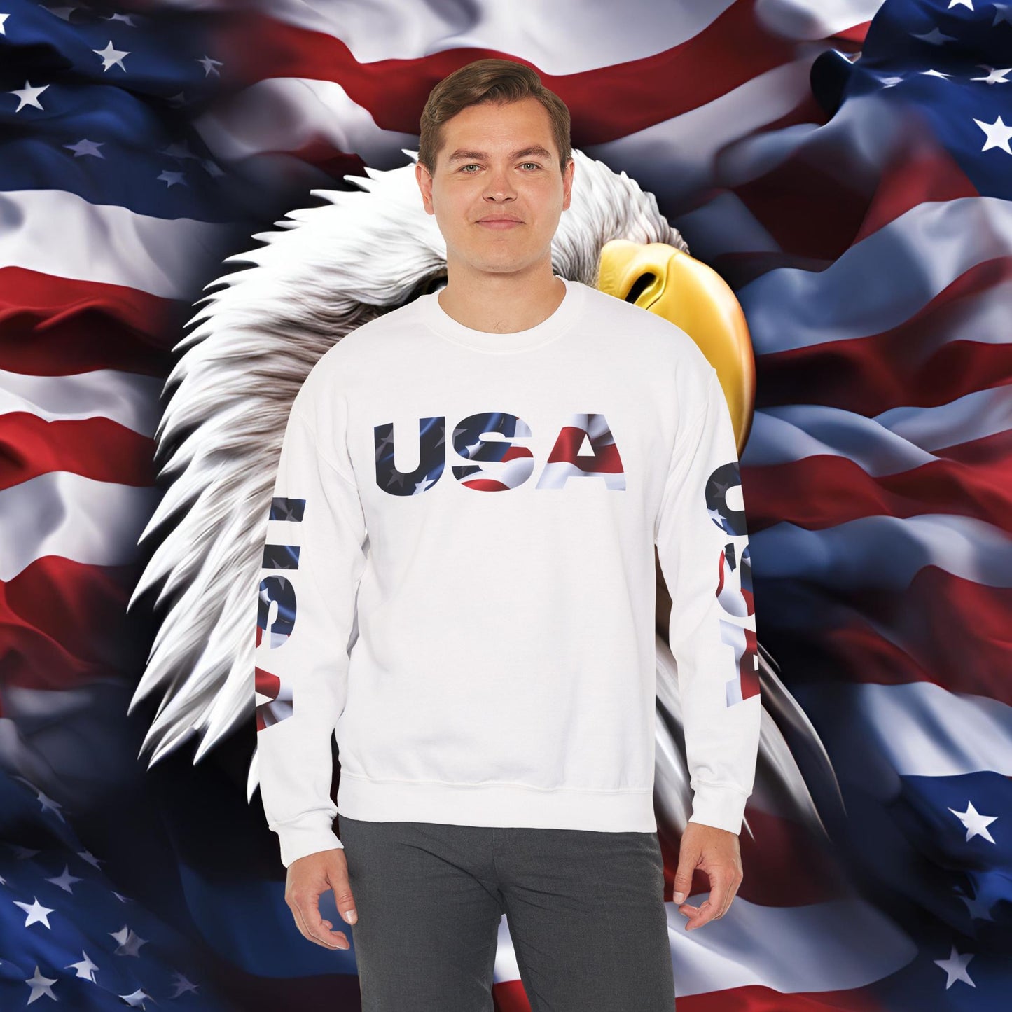 Patriotic USA Crewneck Sweatshirt - Unisex Heavy Blend - American Pride - National Pride Gift - S-5XL