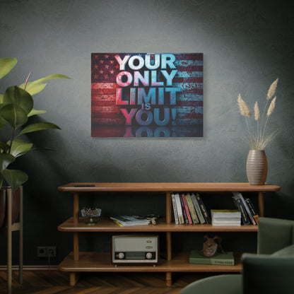 Gallery Wrapped - Motivational Canvas Wall Art - Your Only Limit Is You! - Inspirational Decor for Home Office - Inspirational Gift - Vintage American Flag - Limitless Living - Personal [...]