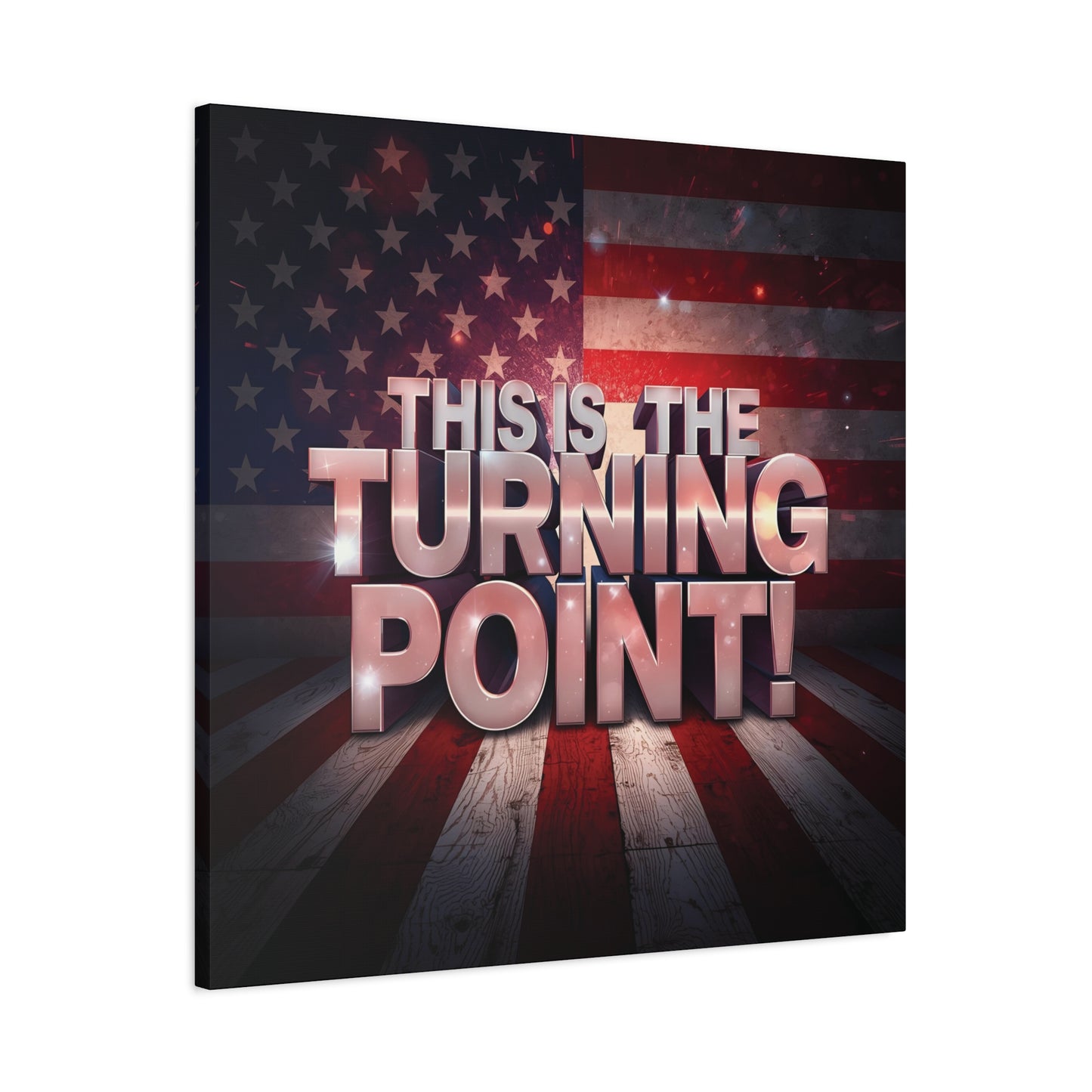 Gallery Wrapped Canvas Wall Art - Charlie Kirk Inspired - This Is The Turning Point! - Red White Blue - American Flag Backdrop Design - Multiple Sizes -