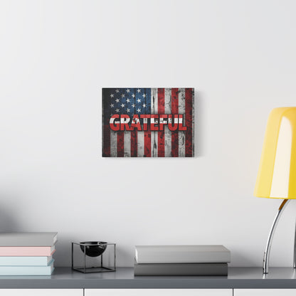 Grateful American Flag Wall Art | Patriotic Canvas Decor, Home Wall Decor, Inspirational Gift, 4th of July Decoration, Veteran's Day