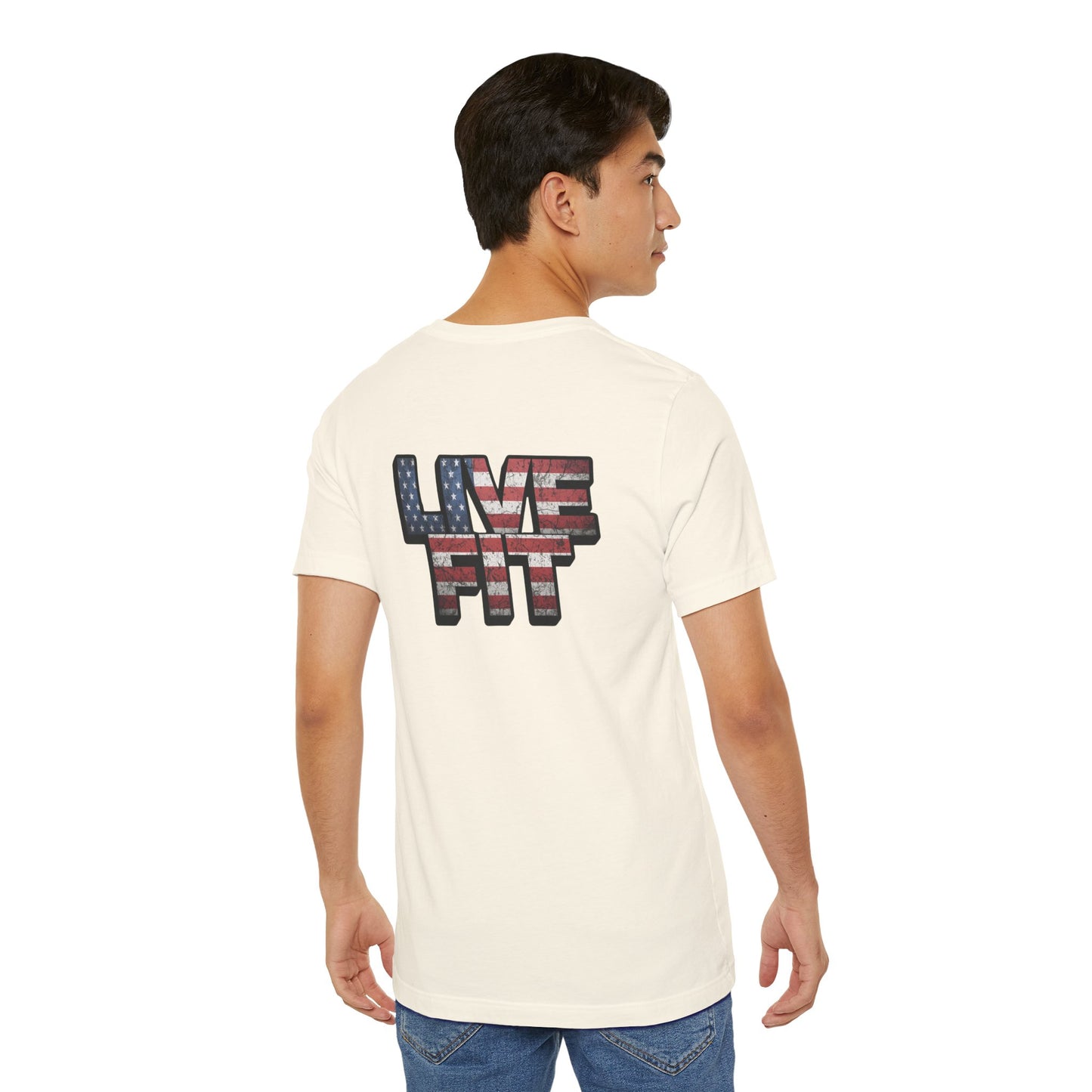 LIVE FIT Patriotic T-Shirt - American Flag Red White Blue - Unisex Fitness Tee
