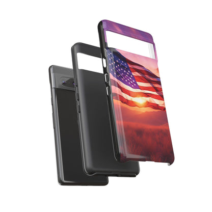 Stylish Phone Case - American Flag At Sunset Design - Patriotic Gift for Veterans - Independence Day -  Summer Vibes -
