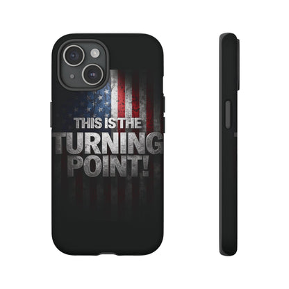Stunning Patriotic Protective Cell Phone Case -  Charlie Kirk - This Is The Turning Point! - Red White Blue - Beautiful American Flag Backdrop Design - Perfect Gift for Everyday Use, Durable Cover, Stylish Protection