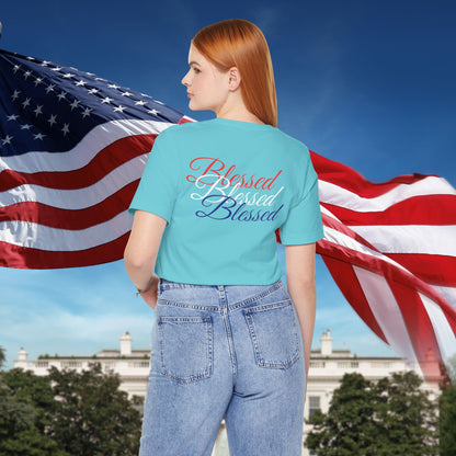Red White Blue  Blessed  Design Unisex Tee