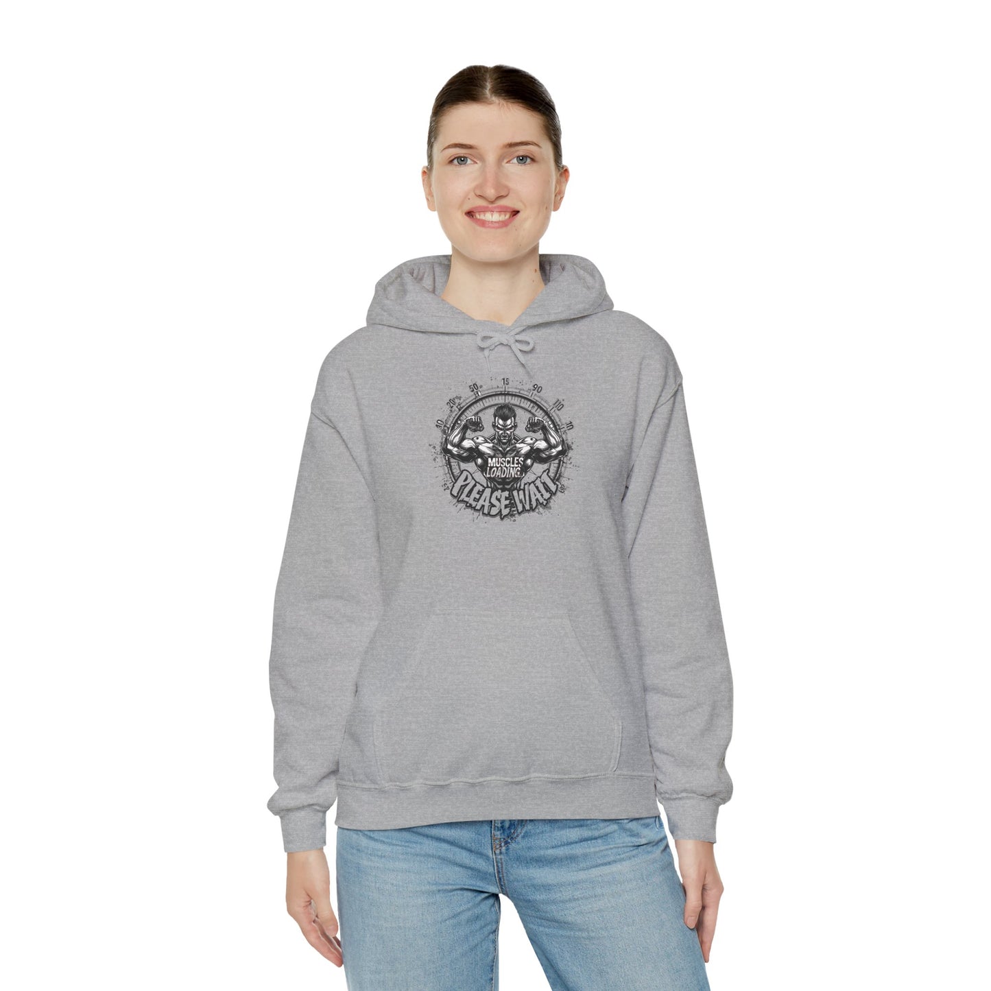 Unisex - Muscles Loading…Please Wait - Heavy Blend™ Hooded Sweatshirt - Motivational Fitness Hoodie - Workout Sweatshirt - Gym Apparel - Inspirational Gift - Holiday Gift