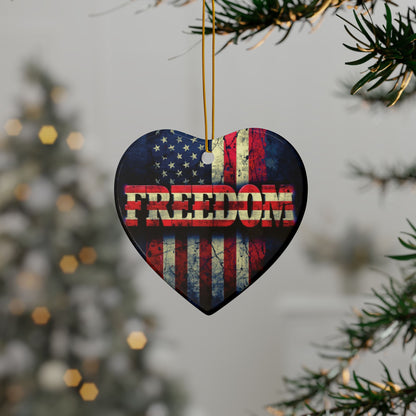 Patriotic Ornaments - Freedom American Flag Design - Red White & Blue - Same Design Both Sides
