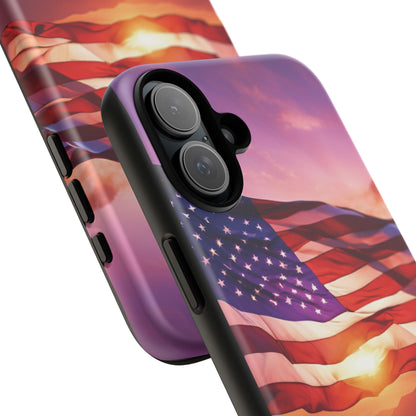 Stylish Phone Case - American Flag At Sunset Design - Patriotic Gift for Veterans - Independence Day -  Summer Vibes -