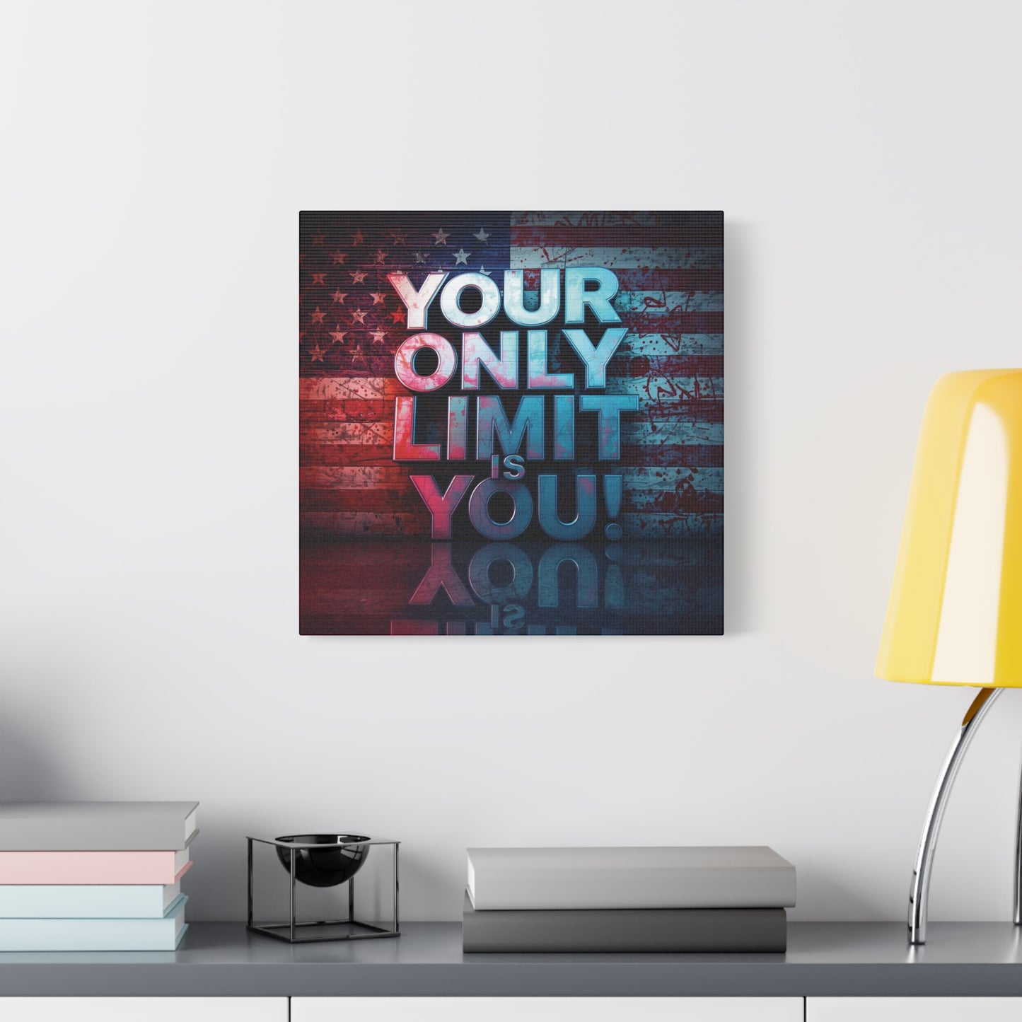Gallery Wrapped - Motivational Canvas Wall Art - Your Only Limit Is You! - Inspirational Decor for Home Office - Inspirational Gift - Vintage American Flag - Limitless Living - Personal [...]