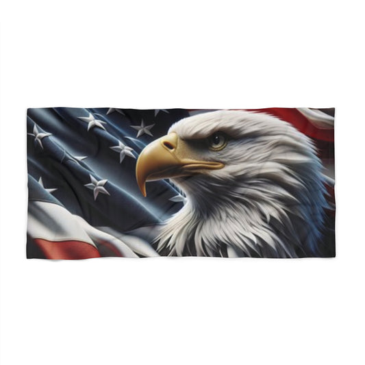 Patriotic Eagle Beach Towel - USA Flag Design -  Red White & Blue - Ideal for Summer -  Independence Day -  Beach Trips -  Pool Days - Gift For Her - Gift For Him - 30" x 60" -