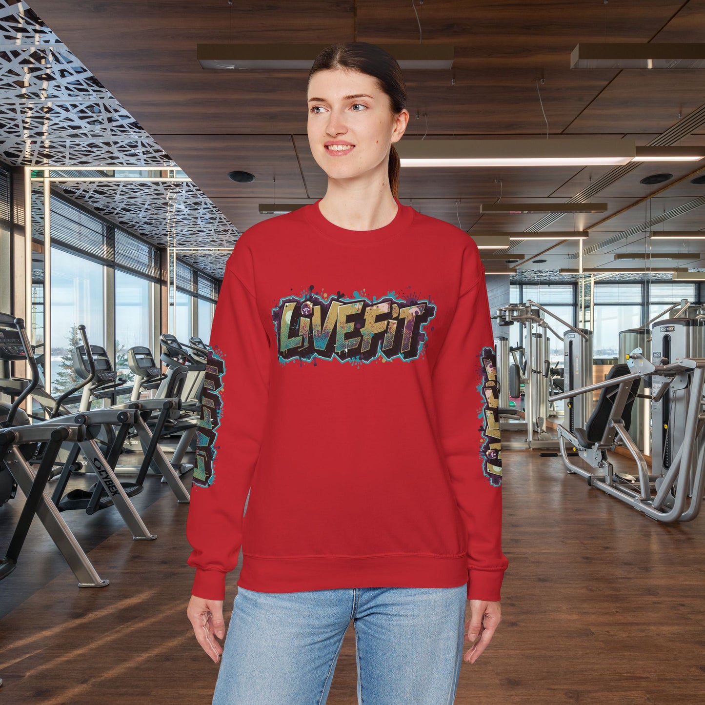 Live Fit Crewneck Sweatshirt - Trendy Fitness Apparel -  Unisex Casual Wear -  Sports Gift -  Workout Fashion -  Street Style Sweatshirt -
