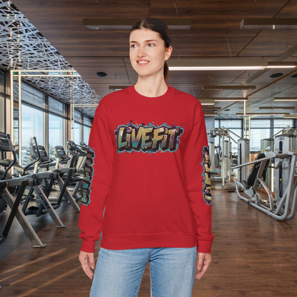 Live Fit Crewneck Sweatshirt - Trendy Fitness Apparel -  Unisex Casual Wear -  Sports Gift -  Workout Fashion -  Street Style Sweatshirt -