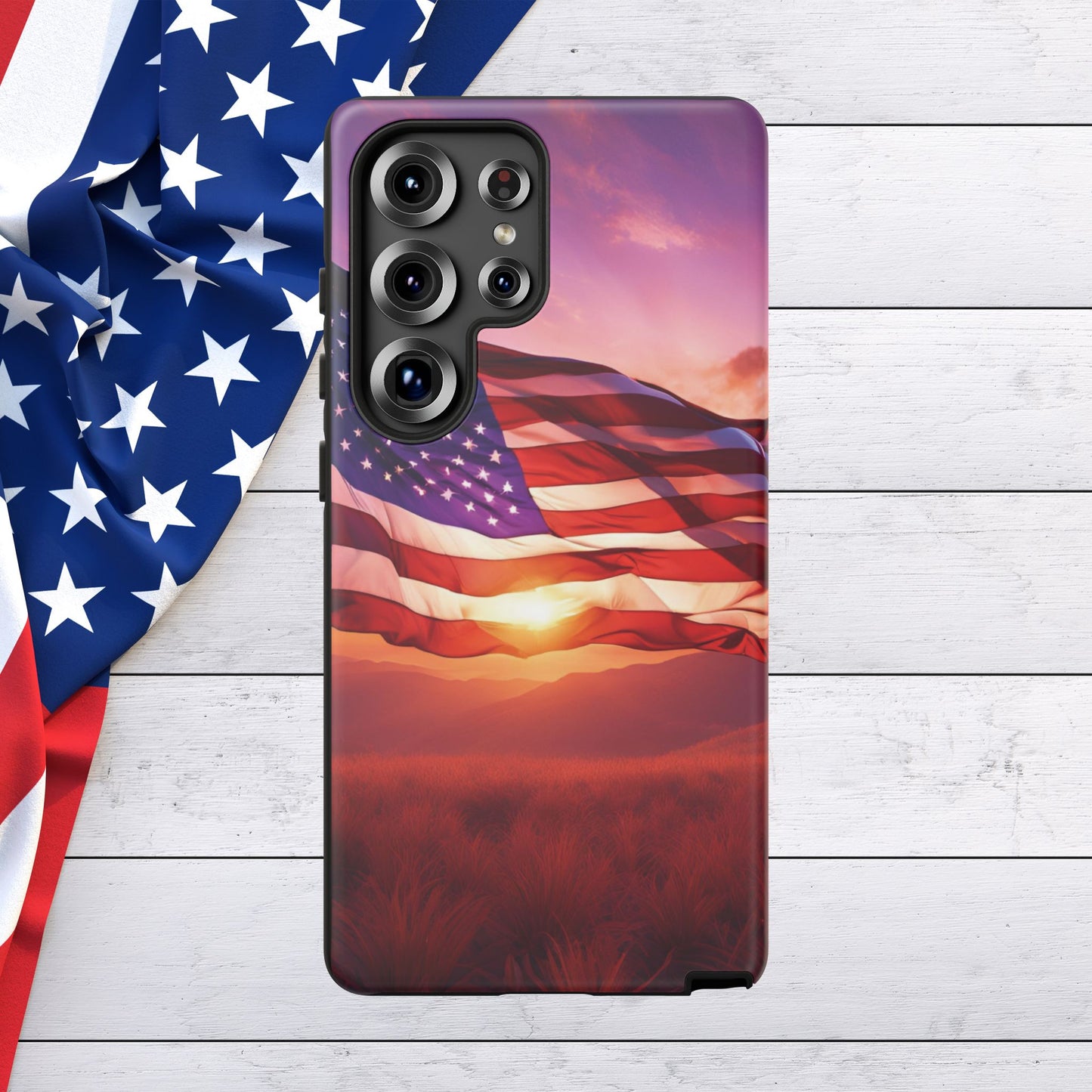 Stylish Phone Case - American Flag At Sunset Design - Patriotic Gift for Veterans - Independence Day -  Summer Vibes -