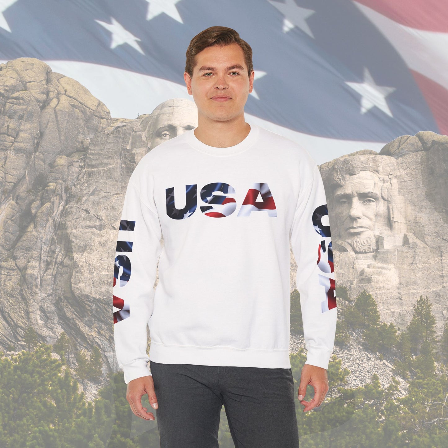 Patriotic USA Red White Blue - Crewneck Sweatshirt - Unisex Pullover - S-5XL
