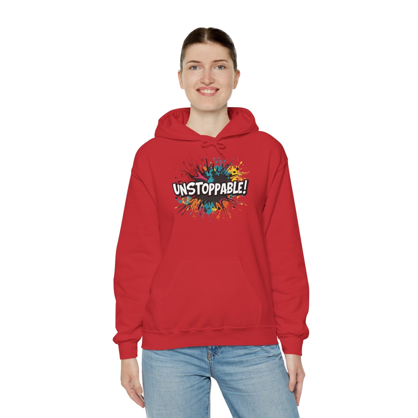 Unstoppable! Paint Splash Hoodie - Motivational Graphic Sweatshirt - Unisex Pullover - S-5XL