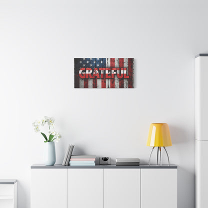 Grateful American Flag Wall Art | Patriotic Canvas Decor, Home Wall Decor, Inspirational Gift, 4th of July Decoration, Veteran's Day