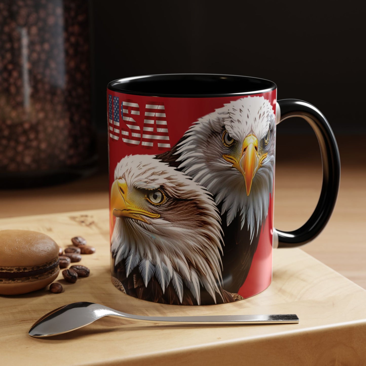 Patriotic Bald Eagle Accent Mug - Red White & Blue - 11oz/15oz - 4 Colors