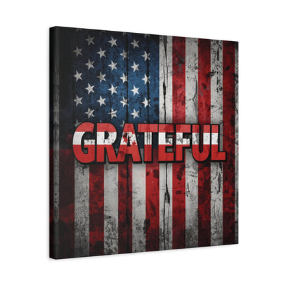 Grateful American Flag Wall Art | Patriotic Canvas Decor, Home Wall Decor, Inspirational Gift, 4th of July Decoration, Veteran's Day