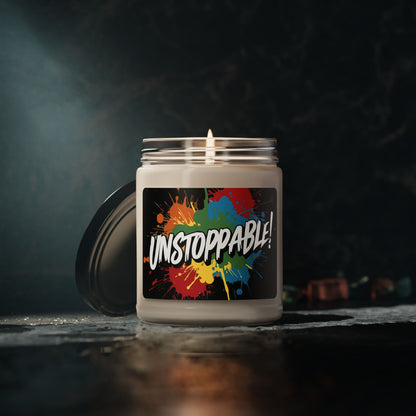 💥  Unstoppable!  Print  Design   💥 Scented  💥 Soy  Candle   💥  9oz   💥  9  Scented  💥 1   Unscented  💥  Motivational  💥  Home  &  Gifts 💥 50 - 60 Hours of Burn Time  💥