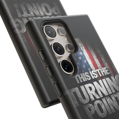 Stunning Patriotic Protective Cell Phone Case -  Charlie Kirk - This Is The Turning Point! - Red White Blue - Beautiful American Flag Backdrop Design - Perfect Gift for Everyday Use, Durable Cover, Stylish Protection