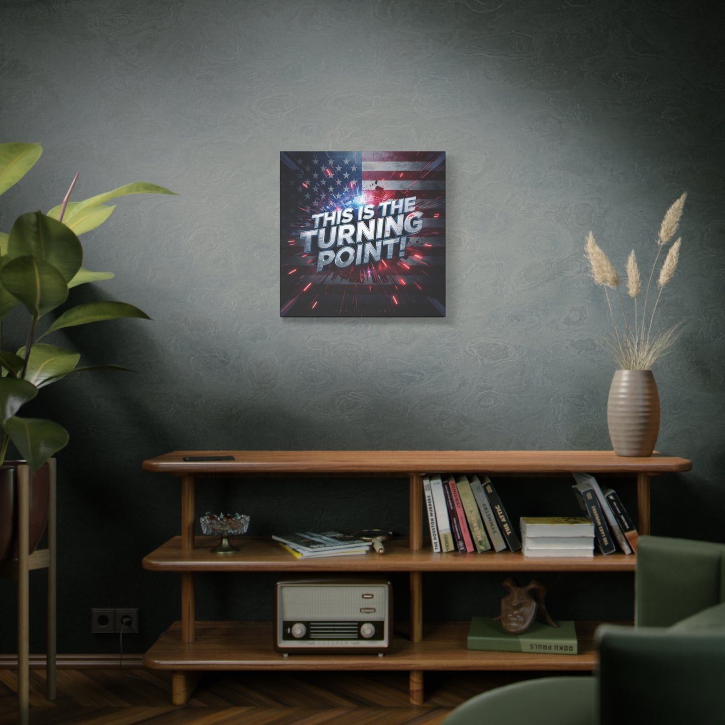 Canvas Print - Patriotic Wall Art - Stunning - Red White Blue - American Flag Backdrop - Charlie Kirk Inspired - This Is The Turning Point! - Multiple Sizes -