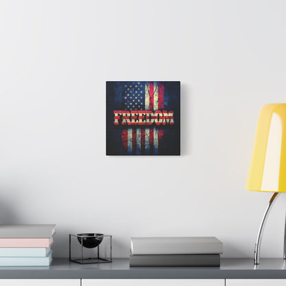 Patriotic Wall Art Print - Freedom Design Canvas Decor - American Flag Red White & Blue Artwork - Christmas Gifts - Independence Day Decoration - Home Gallery Piece -