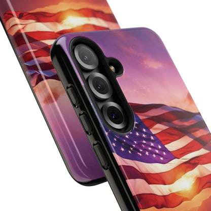 Stylish Phone Case - American Flag At Sunset Design - Patriotic Gift for Veterans - Independence Day -  Summer Vibes -