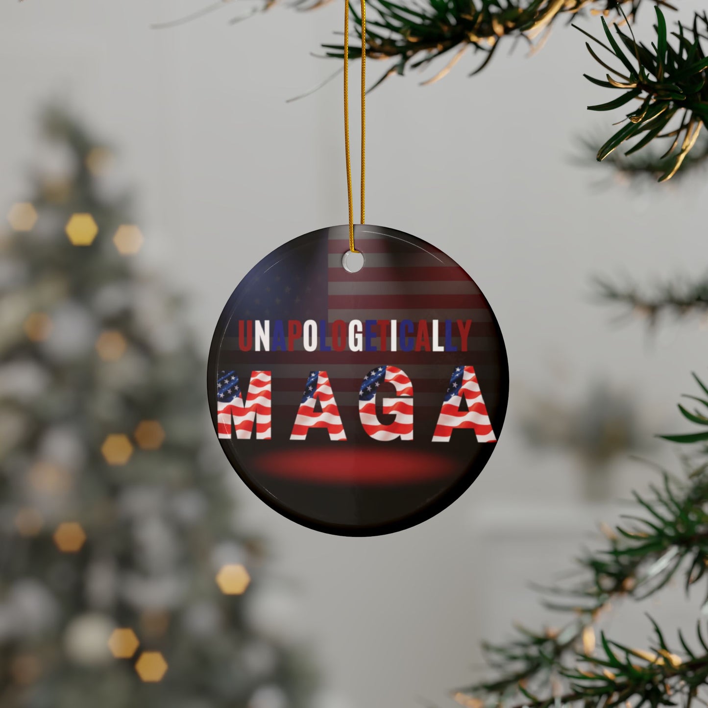 Patriotic Ceramic Ornaments - Unapologetically MAGA - 2-Sided Print (1pc, 3pcs, 5pcs, 10pcs)