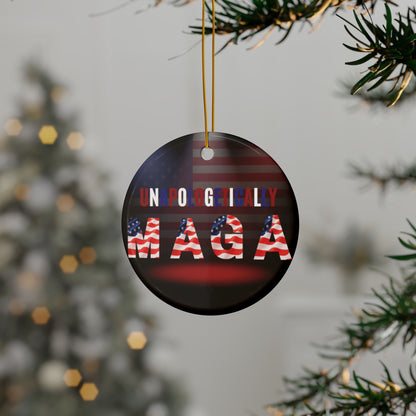 Patriotic Ceramic Ornaments - Unapologetically MAGA - 2-Sided Print (1pc, 3pcs, 5pcs, 10pcs)