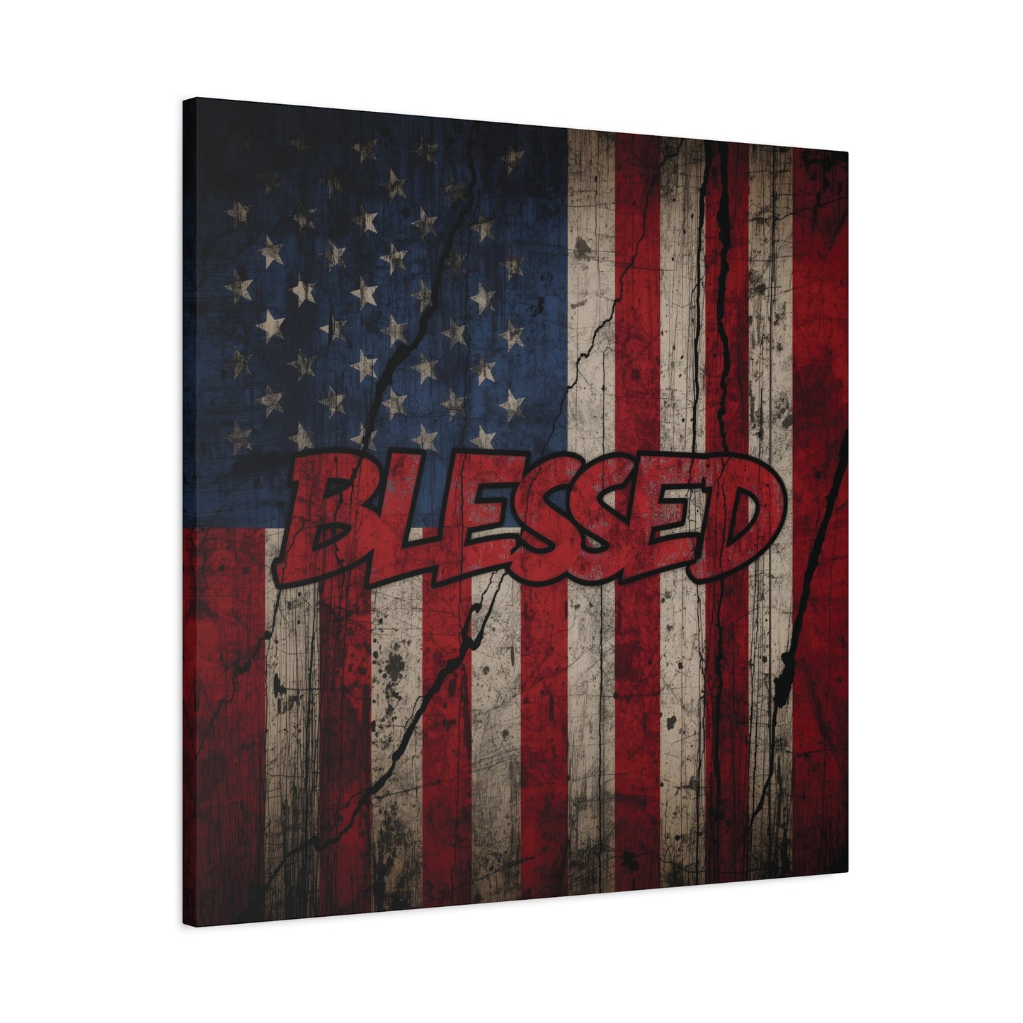 Blessed Patriotic Canvas Wall Art, Americana Decor, Home Wall Decoration, Rustic Flag Artwork, US Flag Decor