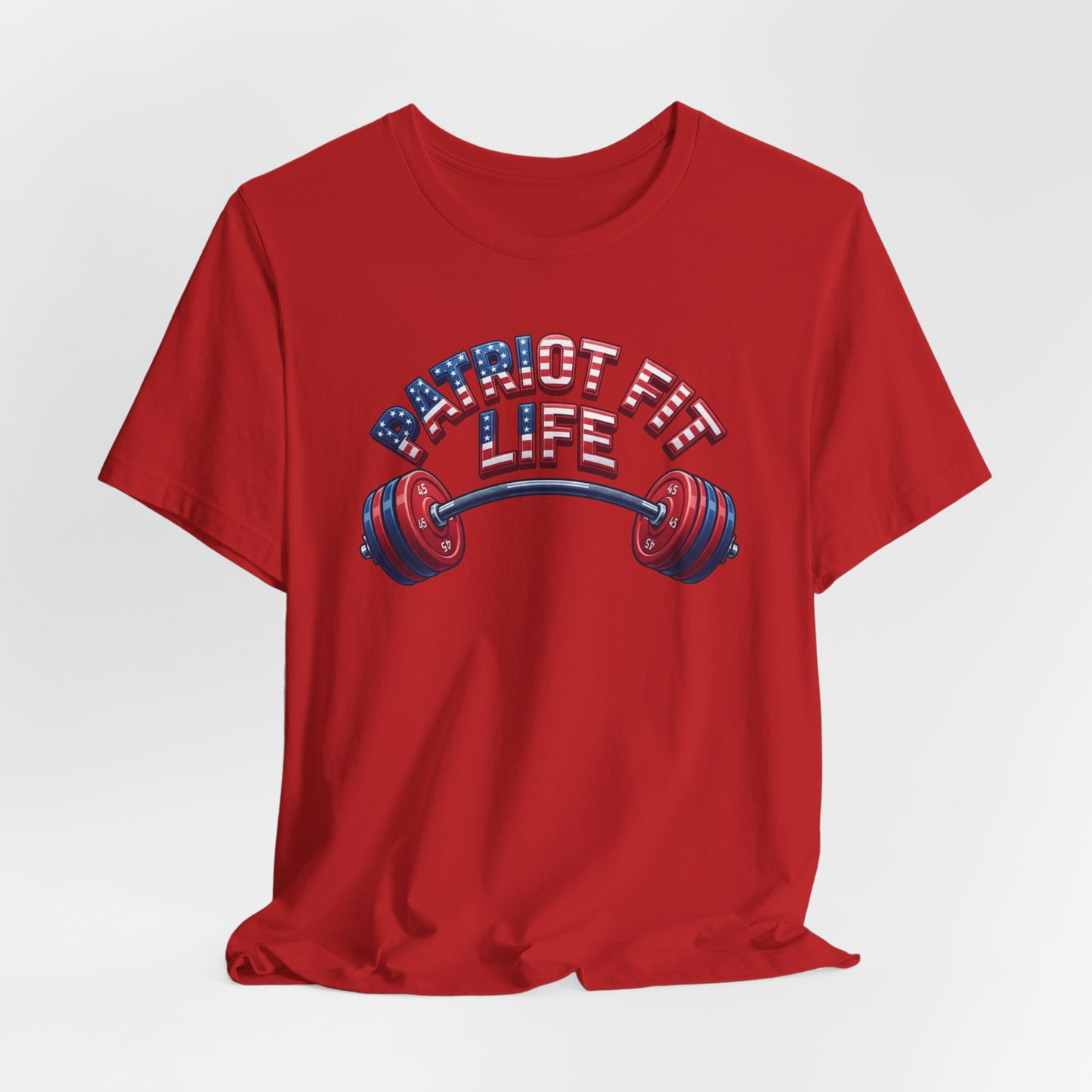 Patriot Fit Life T-Shirt — American Flag Barbell Fitness Tee