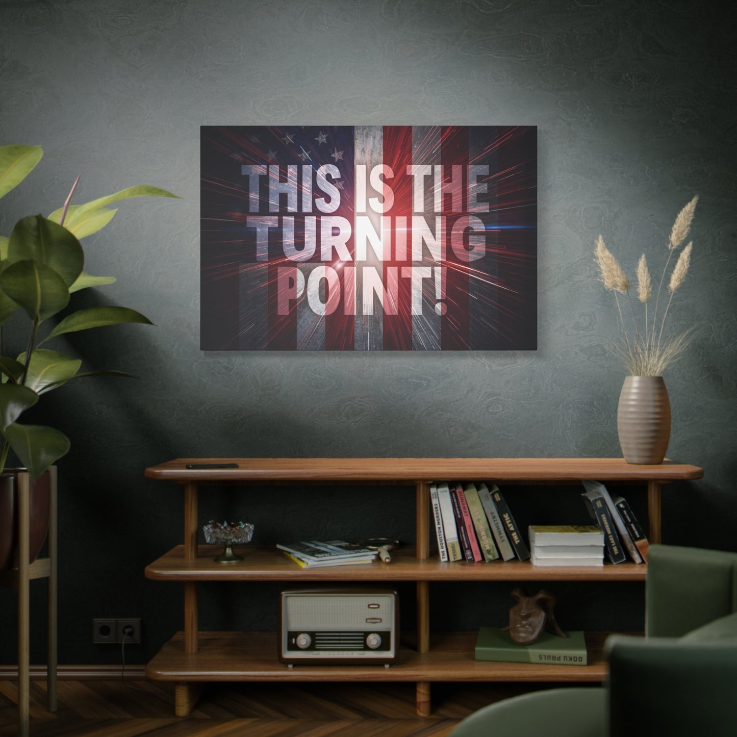 Charlie Kirk - This Is The Turning Point! - Red White Blue - Stunning American Flag Backdrop Design - Patriotic - Motivational Wall Art - Canvas - Multiple Sizes