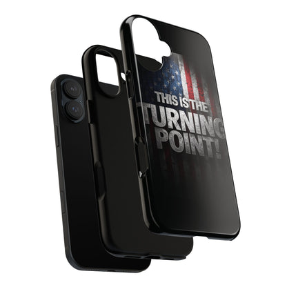 Stunning Patriotic Protective Cell Phone Case -  Charlie Kirk - This Is The Turning Point! - Red White Blue - Beautiful American Flag Backdrop Design - Perfect Gift for Everyday Use, Durable Cover, Stylish Protection