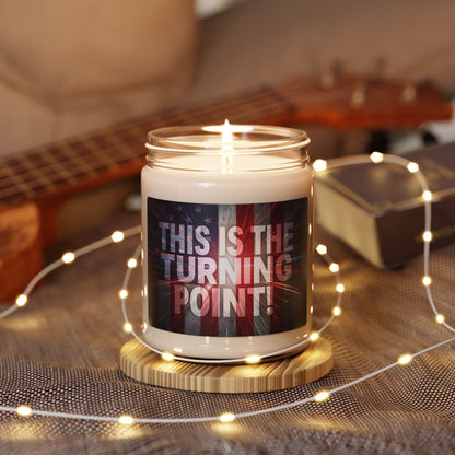 This Is The Turning Point! - Red White Blue - American Flag Backdrop Design - Scented Patriotic Candle - 8 Scented - 1 Unscented - 9oz - Burn Time 50-60 Hours - Reusable Glass Vessel
