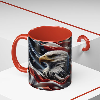 Patriotic Eagle Mug - Vintage American Flag Design - 11oz/15oz